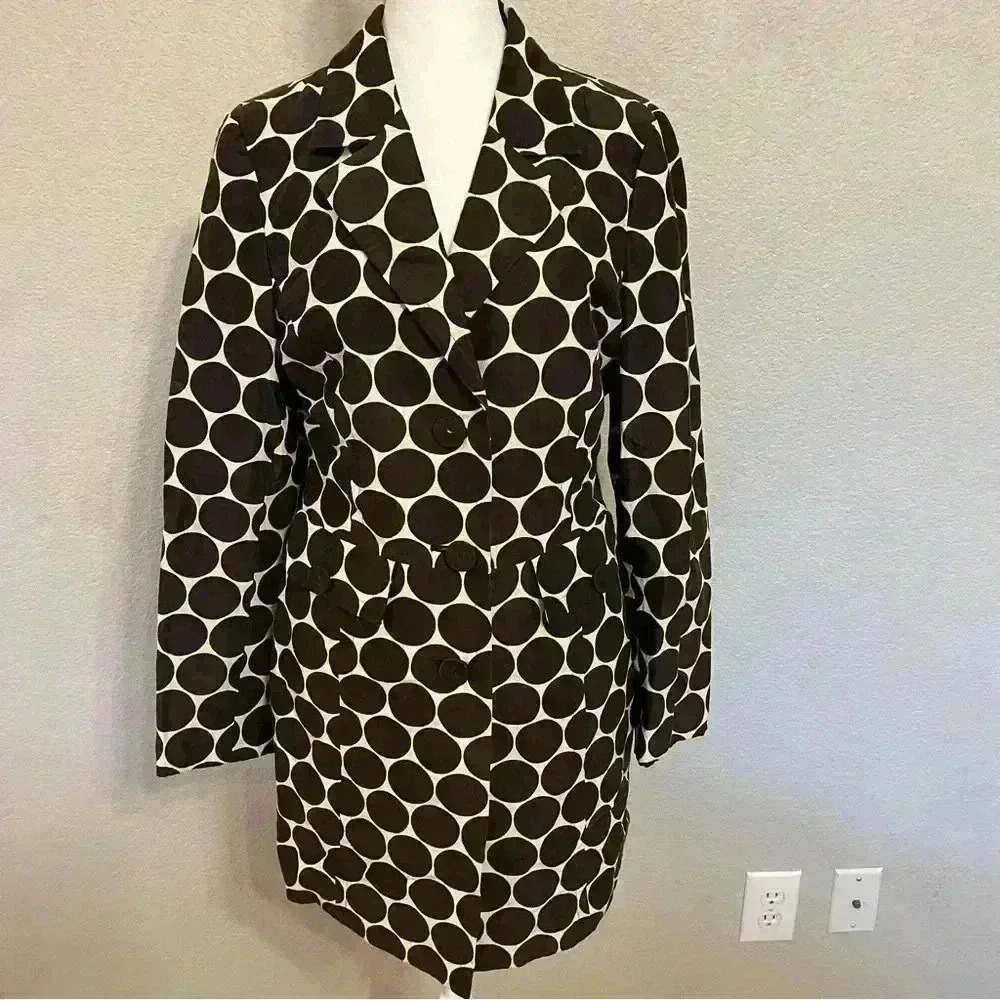 Harold's Women's Brown And Beige Polka Dot Jacket With Three Buttons Size Medium